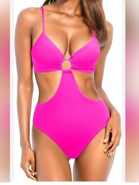 Cupshe Hot Pink Cutout One-Piece Swimsuit